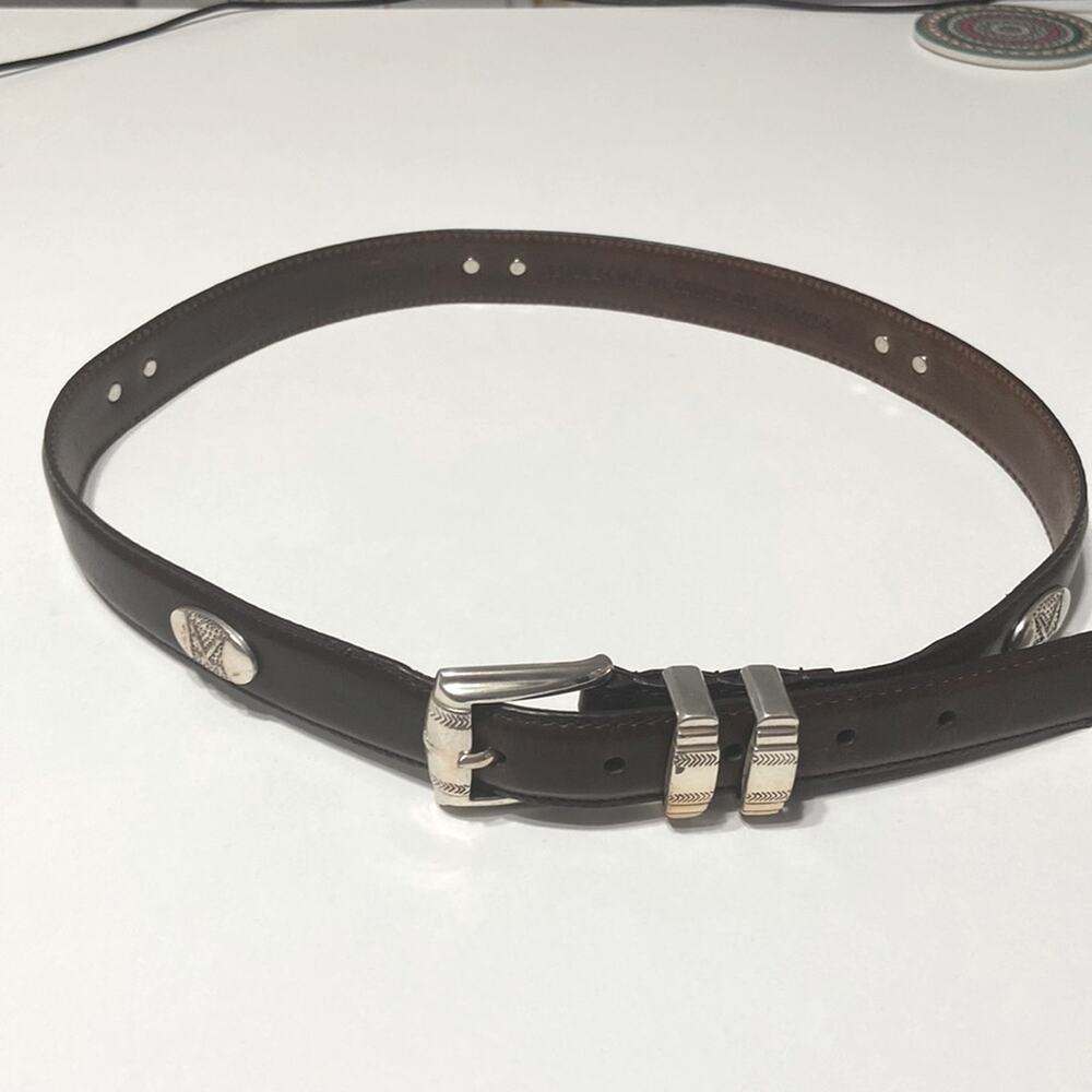 Belt AML 3000 Golf Emblem Women Brown Top Grain Oil Tan Leather Belt  Size 34